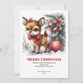 Dromerige Winter Ree Waterverf Kerstkaart Afdrukba (Voorkant)