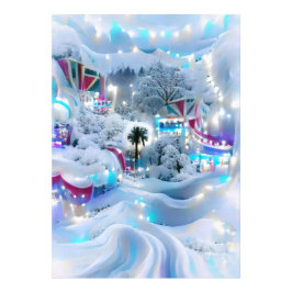 Dromerige Winter Wonderland Lights Foto Afdruk