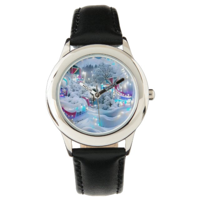 Dromerige Winter Wonderland Lights Horloge (Voorkant)