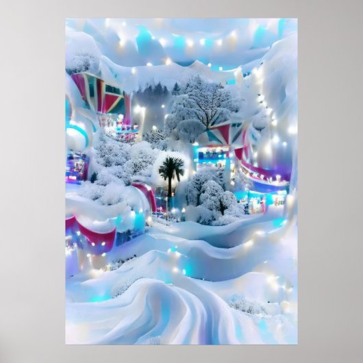 Dromerige Winter Wonderland Lights Poster (Voorkant)
