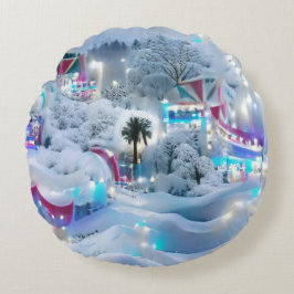Dromerige Winter Wonderland Lights Rond Kussen