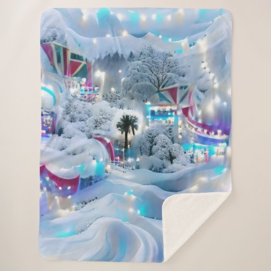 Dromerige Winter Wonderland Lights Sherpa Deken (Voorkant)