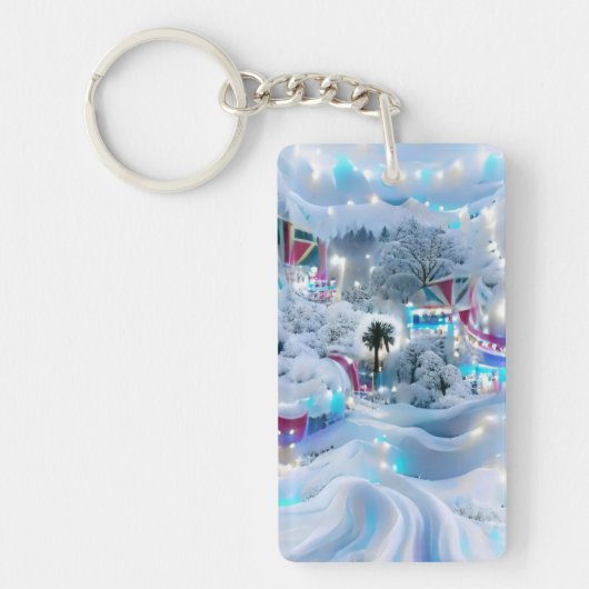 Dromerige Winter Wonderland Lights Sleutelhanger (Voorkant)