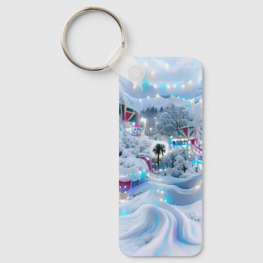 Dromerige Winter Wonderland Lights Sleutelhanger (Voorkant)