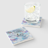 Dromerige Winter Wonderland Lights Stenen Onderzetter (Zijkant)