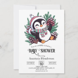 Dromerige winterpinguïn Baby shower Kaart