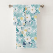 Dromerige Witte Bloemen & Aqua Bad Handdoek (Insitu)