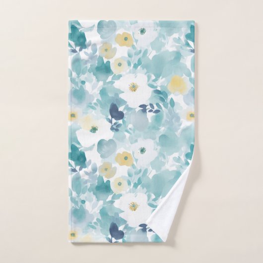Dromerige Witte Bloemen & Aqua Bad Handdoek (Handdoek)