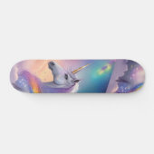 Dromerige Witte Eenhoorn Fantasy Pastel Kosmische  Persoonlijk Skateboard (Horizontaal)