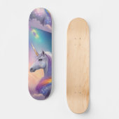 Dromerige Witte Eenhoorn Fantasy Pastel Kosmische  Persoonlijk Skateboard (Voorkant)