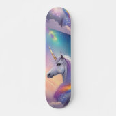 Dromerige Witte Eenhoorn Fantasy Pastel Kosmische  Persoonlijk Skateboard (Voorkant)