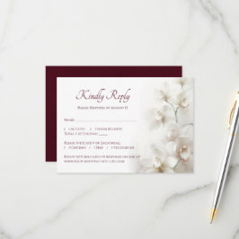 Dromerige Witte Orchideeën Eenvoudige Huwelijk RSVP Kaartje