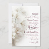 Dromerige witte orchideeën Elegante Bourgondische  Kaart (Voorkant)