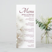 Dromerige Witte Orchideeën Elegante Burgundy Bruil Menu (Staand voorkant)