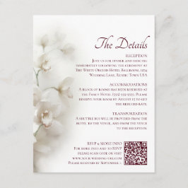Dromerige Witte Orchideeën QR Code Huwelijksdetail Informatiekaartje
