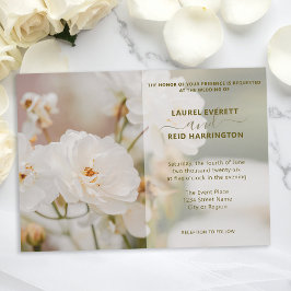 Dromerige Witte Roos Foto  Elegant Huwelijk Kaart