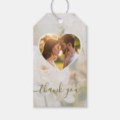 Dromerige witte roos hart foto bruiloft bedankt cadeaulabel (Voorkant)