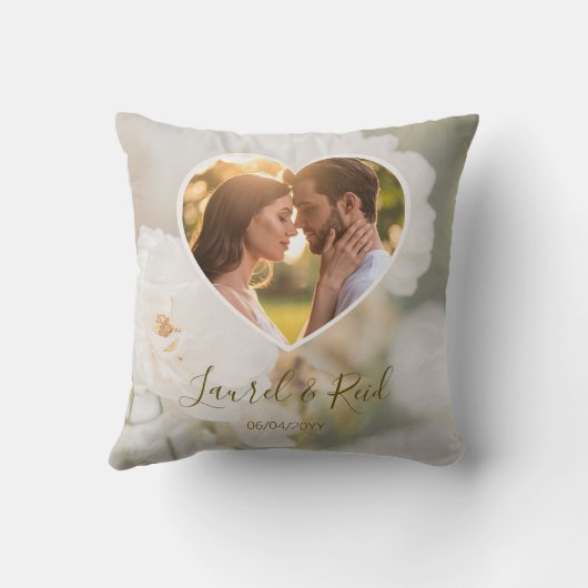 Dromerige witte roos paar in een hart foto bruilof kussen (Achterkant)