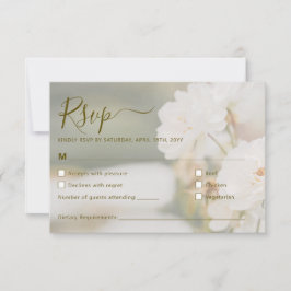Dromerige witte rozen achtergrond foto bruiloft RSVP kaartje