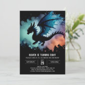 Dromerige woeste draak verjaardag kaart (Staand voorkant)