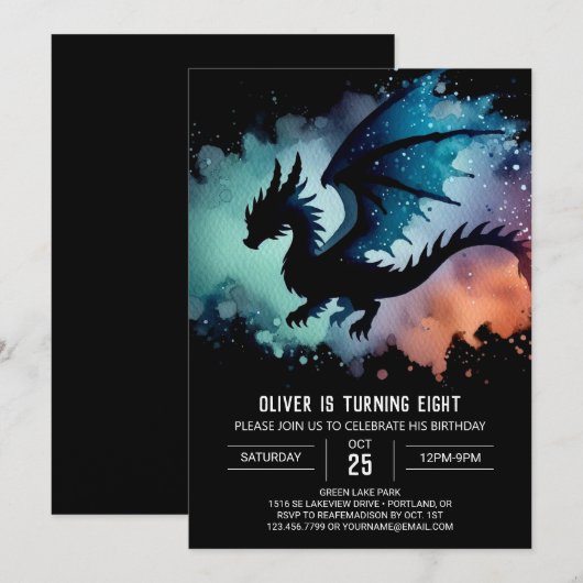 Dromerige woeste draak verjaardag kaart (Voorkant / Achterkant)