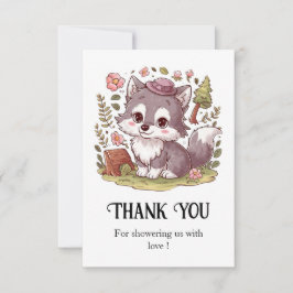 Dromerige  Wolf Baby shower Bedankkaart