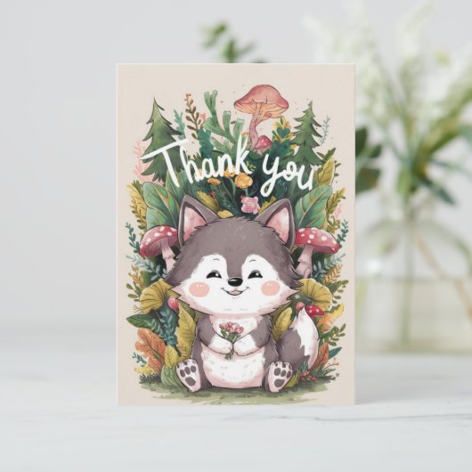  dromerige wolf bedankkaart (Staand voorkant)