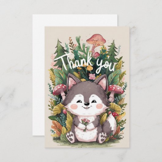 dromerige wolf bedankkaart (Voorkant / Achterkant)