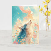 Dromerige wolf omringd door bloemen kaart (Gele Bloem)