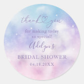 Dromerige wolken bruidsfeest favor   ronde sticker (Voorkant)