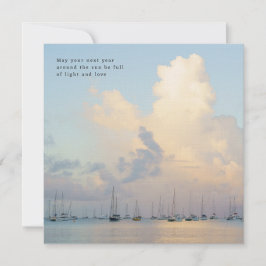 Dromerige wolken en boten, oceaan esthetiek, groet kaart