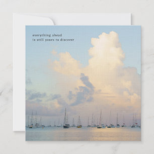 Dromerige wolken en boten, oceaanaesthetische groe kaart
