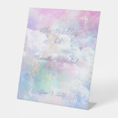 Dromerige Wolken en Sterren Bruiloft Reclamebord Met Voetstuk (Voorkant)