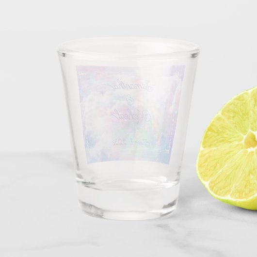 Dromerige Wolken en Sterren Bruiloft Shot Glas (Achterkant)