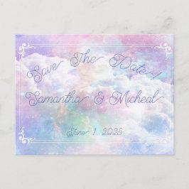 Dromerige wolken en sterren Huwelijk Save The Date Briefkaart