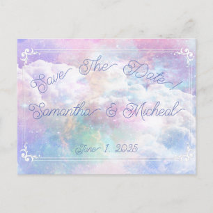 Dromerige wolken en sterren Huwelijk Save The Date Briefkaart
