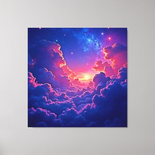 Dromerige Wolken: Hemelse Zonsondergang Magie Kuns Canvas Afdruk (Voorkant)