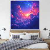 Dromerige Wolken: Hemelse Zonsondergang Magie Kuns Canvas Afdruk (Insitu (Slaapkamer))