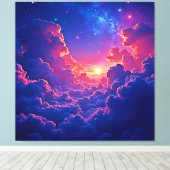 Dromerige Wolken: Hemelse Zonsondergang Magie Kuns Canvas Afdruk (Insitu (Houten vloer))