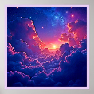 Dromerige Wolken: Hemelse Zonsondergang Magie Kuns Poster