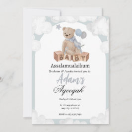 Dromerige wolken Teddy Bear Aqeeqah Uitnodiging
