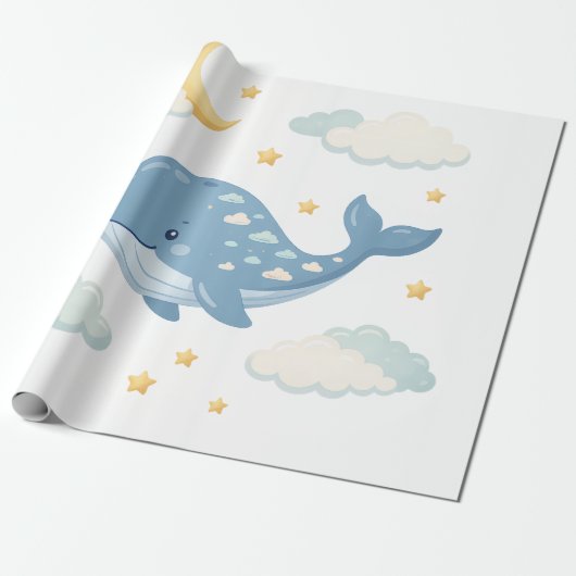 Dromerige Wolken Walvis Cadeaupapier (Uitgerold)