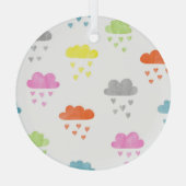 Dromerige Wolken: Waterverf Hart Regen Glas Ornament (Achterkant)