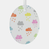 Dromerige Wolken: Waterverf Hart Regen Glas Ornament (Voorkant Rechts)