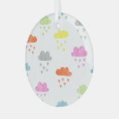 Dromerige Wolken: Waterverf Hart Regen Glas Ornament (Voorkant links)
