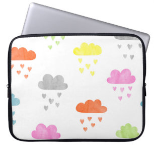 Dromerige Wolken: Waterverf Hart Regen Laptop Sleeve