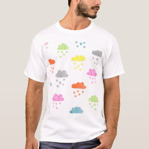 Dromerige Wolken: Waterverf Hart Regen T-shirt