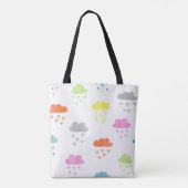 Dromerige Wolken: Waterverf Hart Regen Tote Bag (Achterkant)
