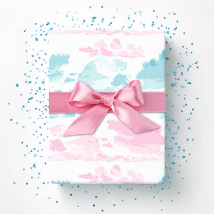Dromerige wolkenbanden in roze en aqua cadeaupapier