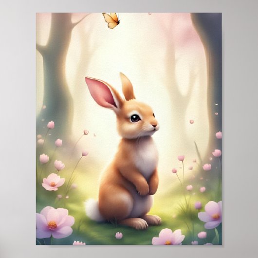 Dromerige Woodland Bunny Nursery Baby&Kinderen Poster (Voorkant)